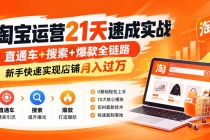(20125期)淘宝运营21天速成实战(更新8月),直通车+搜索+爆款全链路,新手快速实现店铺月入过万