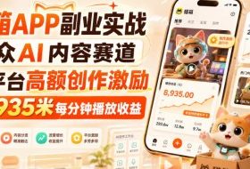 猫箱APP副业实战，小众AI内容赛道，拿平台高额创作激励，最高935米每分钟播放收益
