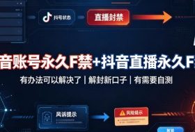 抖音账号永久F禁+抖音直播永久F禁,有办法可以解决了,解封新口子,有需要自测