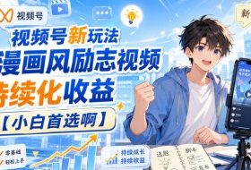 视频号新玩法动漫画风励志视频,持续化收益【小白首选啊】