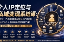 (20143期)个人IP定位与私域变现系统课:从定位、产品体系到私域增长与产品发售,系统打造个人品牌商业闭环增长飞轮