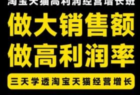 天猫淘宝高利润经营增长班杭州线下课31期8月22-24日,做大销售额做高利润率,三天学透淘宝天猫经营增长