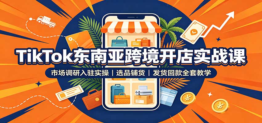 TikTok东南亚跨境开店实战课:市场调研入驻实操,选品铺货,发货回款全套教学 TikTok东南亚跨境开店实战课:市场调研入驻实操,选品铺货,发货回款全套教学