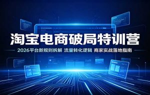 淘宝电商破局特训营:2026平台新规则拆解,流量转化逻辑,商家实战落地指南