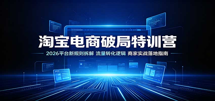 淘宝电商破局特训营:2026平台新规则拆解,流量转化逻辑,商家实战落地指南 淘宝电商破局特训营:2026平台新规则拆解,流量转化逻辑,商家实战落地指南
