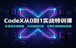 CodeX从0到1实战特训课：多系统本地部署，Skill技能开发，生图生视频网站搭建