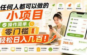 任何人都可以做的小项目：操作简单，零门槛轻松日入几百！