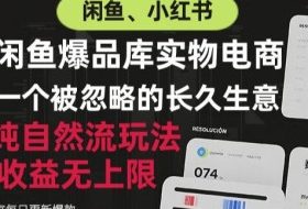 闲鱼小红书实物电商,纯自然流玩法,一个被忽略的长久生意,收益无上限【揭秘】
