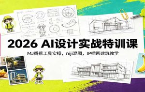 2026 AI设计实战特训课：MJ香蕉工具实操，niji混图，IP插画建筑教学