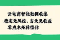 （20197期）云电商智能数据收集，稳定无风控，当天见收益，零成本矩阵操作