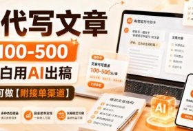 AI代写文章，一单100-500，小白用AI出稿，长期可做【附接单渠道】【揭秘】