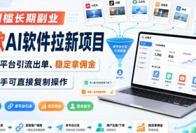 零门槛长期副业，爆款AI软件拉新项目，多平台引流出单、稳定拿佣金，新手可直接复制操作