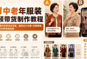 AI中老年服装视频带货制作教程｜AB剧情对话带货全流程，通用出片步骤+专属模板，快速制作带货短视频