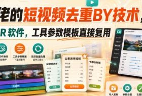 某大佬的短视频去重搬运技术，手法+CR软件，工具参数模板直接复用