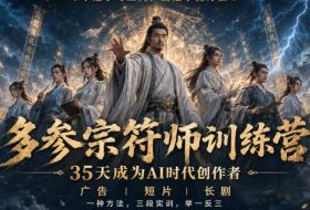 多参宗符师训练营，35天成为AI时代创作者，广告|短片|长剧，一种方法，三段实训，举一反三，打通全品类的创作能力