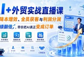 AI+外贸实战直播课，用AI降本增效、全员获客与利润分润，推动业绩翻倍，带你把AI真正变成订单（26.08.31）