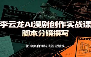 李云龙AI漫剧创作实战课:角色人设还原,脚本分镜撰写,AI漫剧成片完整制作教学