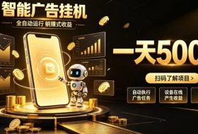 智能广告挂G项目，无需人工值守，全自动躺賺增收，单日收益可达500+【揭秘】