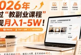 2026年通过“教副业课程”实现月入1-5W!毫无保留的全部教给你,长期稳定【揭秘】