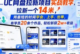 UC网盘拉新项目实战教学,拉新一个14米,用最短的时间学会、上手、出单,有学员20余个作品,轻松斩获2w+收益