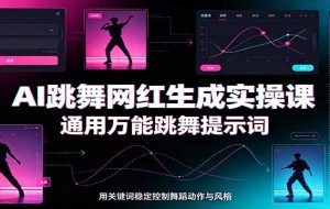 AI跳舞网红生成实操课：通用万能跳舞提示词，多模型适配，人物舞蹈视频制作全套教学