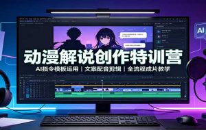 动漫解说创作特训营：AI指令模板运用，文案配音剪辑，全流程成片教学