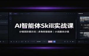 AI智能体Skill实战课:分镜高阶提示词,多角色智能体,小说剧本分镜