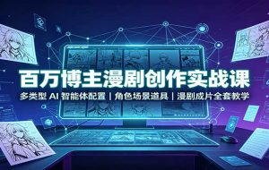 百万博主漫剧创作实战课:多类型AI智能体配置,角色场景道具,漫剧成片全套教学