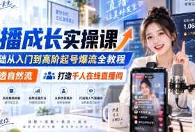 主播成长实操课|零基础从入门到高阶起号爆流全教程,吃透自然流,打造千人在线直播间
