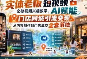 实体老板短视频必修视频兴趣教学,AI赋能门店同城引流变现,AI+短视频+直播打爆实体客流量