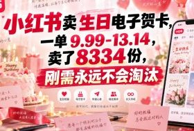 小红书卖生日电子贺卡,一单9.99-13.14,卖了8334份,刚需永远不会淘汰