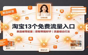 淘宝13个免费流量入口:新品破零起量,获取带图好评,流量组合打法