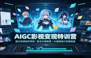 AIGC影视变现特训营:建立导演创作思维,剧本分镜剪辑,AI漫剧成片实操指南