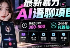 最新暴力AI语聊项目,单机3小时300-500,24小时托管挂G,附全套教程及工具【揭秘】