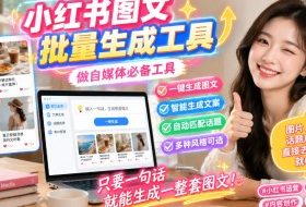 小红书图文批量生成工具，话题、文案、配图一键生成，直接发布，做自媒体必备工具