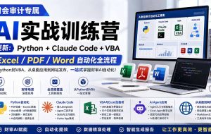 （19887期）财会审计专属 AI实战训练营：Python+Claude Code+VBA，Excel/PDF/Word自动化全流程 (更新)