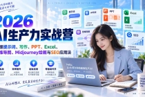 （20307期）2026AI生产力实战营：掌握提示词、写作、PPT、Excel、思维导图、Midjourney绘画与SEO应用法