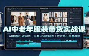 AI中老年服装带货实战课：AB剧情分镜脚本，电商平铺图制作，成片导出全套教学