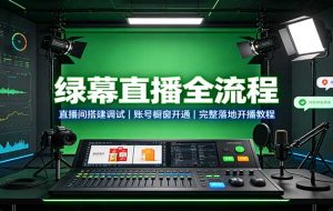 绿幕直播全流程:直播间搭建调试,账号橱窗开通,完整落地开播教程