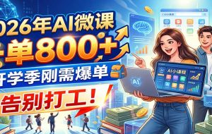 2026年AI微课,一单800+,开学季刚需爆单,告别打工!