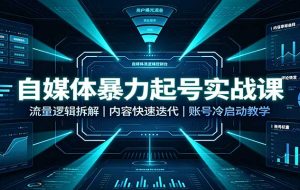 自媒体暴力起号实战课:流量逻辑拆解,内容快速迭代,账号冷启动教学