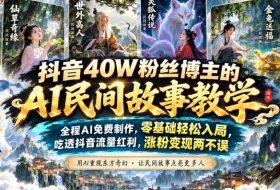抖音40W粉丝博主的AI民间故事教学,全程AI免费制作,零基础轻松入局,吃透抖音流量红利,涨粉变现两不误