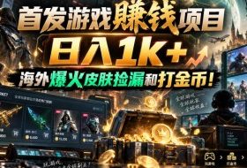 首发游戏賺钱项目，日入1k+，海外爆火皮肤捡漏和打金币！【揭秘】