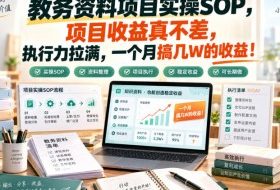 教务资料项目实操SOP，项目收益真不差，执行力拉满，一个月搞几W的收益