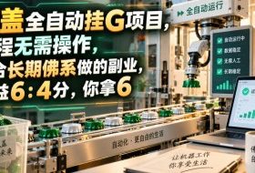 瓶盖全自动挂G项目，全程无需操作，适合长期佛系做的副业，收益6：4分，你拿6【揭秘】