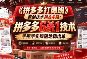 《拼多多打爆班》原创技术第64期:拼多多6杀1技术,手把手实操落地稳出单