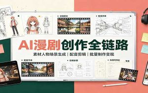 AI漫剧创作全链路：素材人物场景生成，配音剪辑，批量制作变现