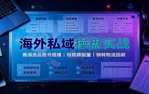 海外私域操盘实战:赛道选品账号搭建,短视频跑量,销转物流回款