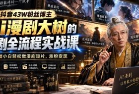 抖音43W粉丝博主Ai漫剧大树的漫剧制作全流程实战课,零基础小白轻松做漫剧短片,涨粉变现