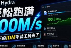 轻松跑满100M/s,真正的IDM平替工具来了,开源多线程器,支持浏览器拓展,一键智能加速Hydra Download Manager